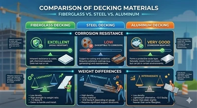 Decking de FRP vs acer vs alumini: comparació de costos, resistència i vida útil